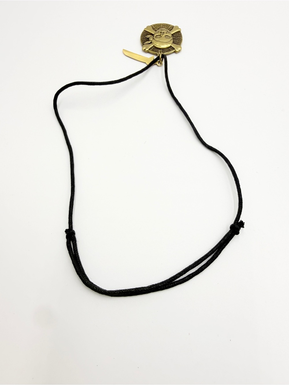 Pirate Skull Medallion Adjustable Cord Necklace with Signed Rebecca Charm - Picture 8 of 11